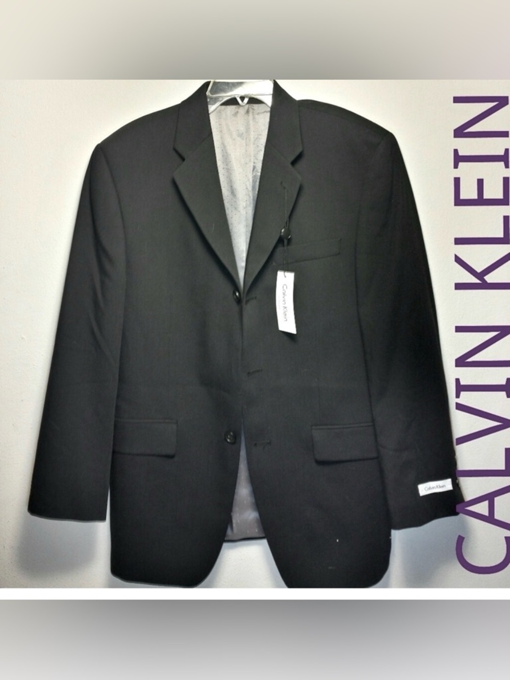 Blazer 36" Shoulders 31" Waist Calvin Klein NWT Solid Black Suit